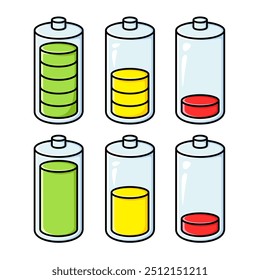 The battery indicator from full to lowest has a set color.