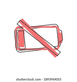Icono indicador de la batería en estilo de dibujo animado sobre fondo aislado blanco.