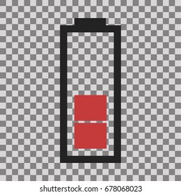Battery indicator icon on transparent background. Flat design vector stock illustration