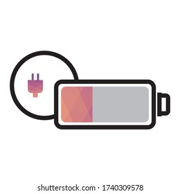 Battery Indicator, Icon Vector Triangulation Art