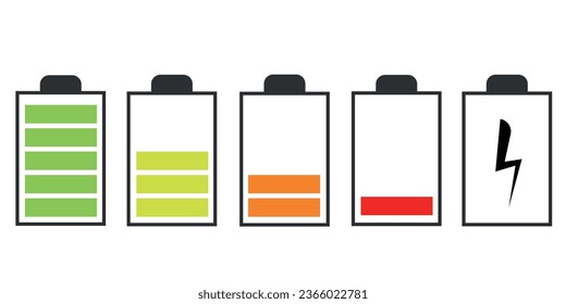 Battery indicator icons. Battery stack indicator vector isolated on white background. Battery stack icon.phone battery icon. Vector illustration