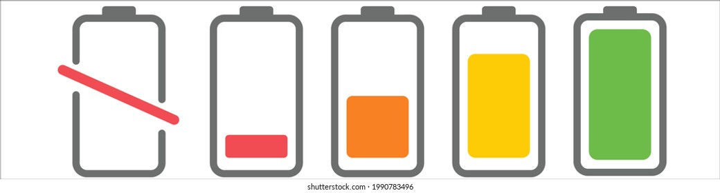 Battery indicator icons vector icon battery charge level power powerful full fun power running low full battery status set logo charge level empty bar loading gadgets alkaline tags