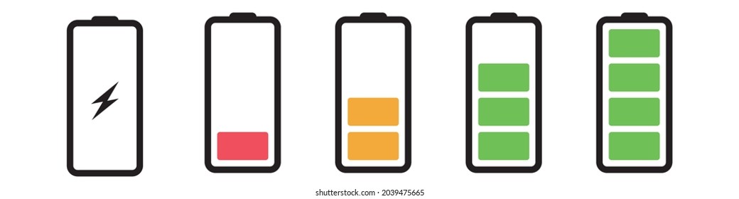 Battery indicator icons vector icon battery charge level power powerful full fun power running low full battery status set logo charge level empty bar loading gadgets alkaline tags
