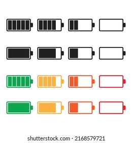 Battery indicator related vector icons set