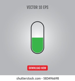 Battery indicator rounded shape half charged green battery