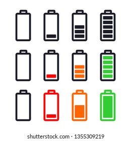 	
battery indicator set icon vector