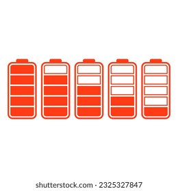 Battery Indicator Set From Low To Full In Orange Color
