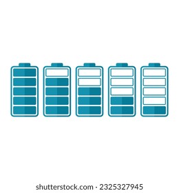 Battery Indicator Set From Low To Full In Blue Color
