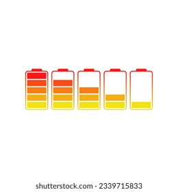 Battery Indicator Set From Low To Full In Red Yellow Color
