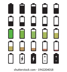 Battery indicator vector icons set