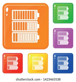 Battery indicators icons set collection vector 6 color isolated on white background