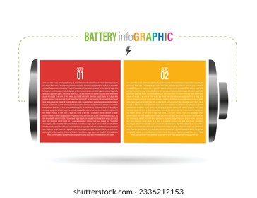 battery infographics vector. Business concept with 7 to 2 options, parts, steps or processes.