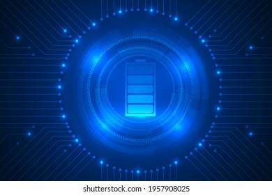 Battery innovation technology abstract background. futuristic digital circuit background.