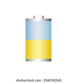 Die Batterie ist einzeln auf weißem Hintergrund. Das Konzept der Erpressung in der Ukraine. Vektorgrafik