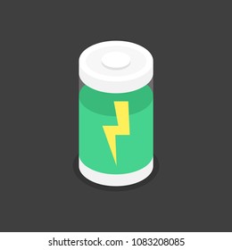 Battery isometric. Vector illustration.