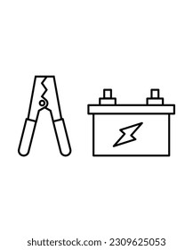 battery with jumper icon, vector best line icon.
