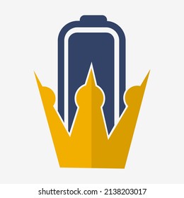 Battery king logo vector. Flat design. Vector Illustration on white background.