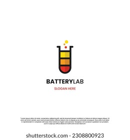 battery lab logo design science concept