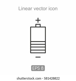 Battery labeled plus and minus. The charge indicator on the middle