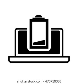 battery laptop power technology gadget icon. Flat and Isolated design. Vector illustration