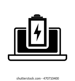 battery laptop power technology gadget icon. Flat and Isolated design. Vector illustration
