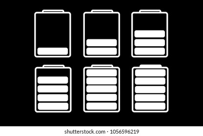 The battery lasts until full battery.Black background, 6 patterns, symbols, technology works.