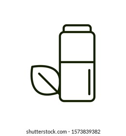 battery leaf environment ecology line and fill vector illustration