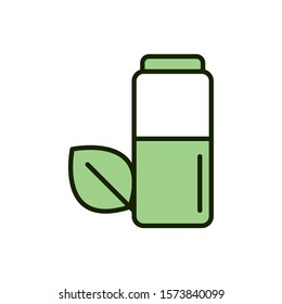 battery leaf environment ecology line and fill vector illustration