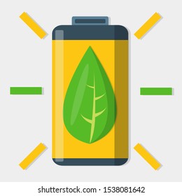 battery with leaf for green energy concept vector illustration 
