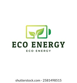 Battery and Leaf Logo Concept. Eco energy, Green energy, environmentally friendly batteries concept illustration design.