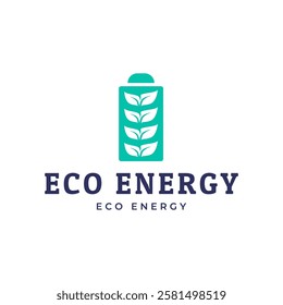 Battery and Leaf Logo Concept. Eco energy, Green energy, environmentally friendly batteries concept illustration design.