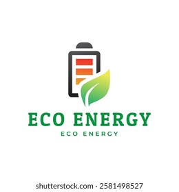 Battery and Leaf Logo Concept. Eco energy, Green energy, environmentally friendly batteries concept illustration design.