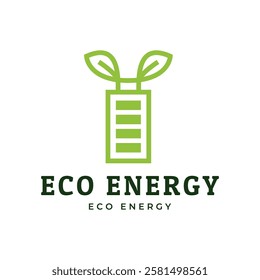 Battery and Leaf Logo Concept. Eco energy, Green energy, environmentally friendly batteries concept illustration design.