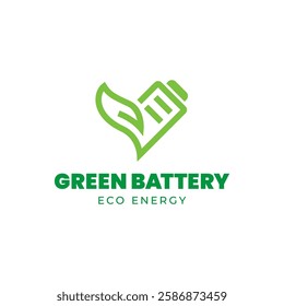 Battery and Leaf Logo Concept. Eco energy, Green energy, environmentally friendly batteries concept illustration design.