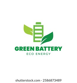 Battery and Leaf Logo Concept. Eco energy, Green energy, environmentally friendly batteries concept illustration design.