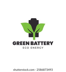 Battery and Leaf Logo Concept. Eco energy, Green energy, environmentally friendly batteries concept illustration design.