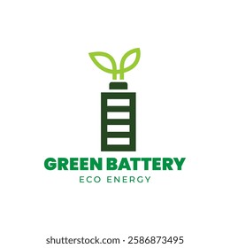 Battery and Leaf Logo Concept. Eco energy, Green energy, environmentally friendly batteries concept illustration design.