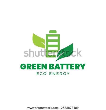 Battery and Leaf Logo Concept. Eco energy, Green energy, environmentally friendly batteries concept illustration design.