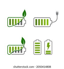 battery with leaf Vector icon design illustration Template