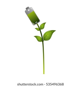 battery with leafs plant