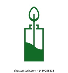Battery with leaves logo template vector  clean energy icon design