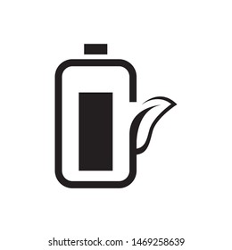 Battery with leaves logo template vector  clean energy icon design