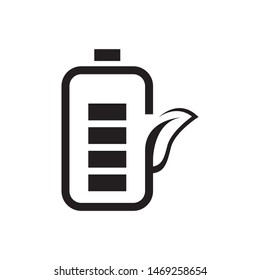 Battery with leaves logo template vector  clean energy icon design