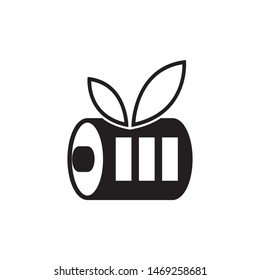 Battery with leaves logo template vector  clean energy icon design