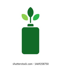 Battery with leaves logo template vector  clean energy icon design