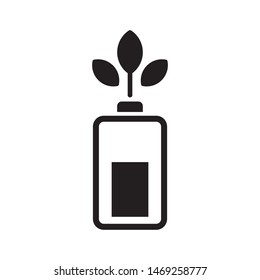 Battery with leaves logo template vector  clean energy icon design