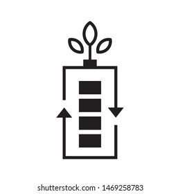 Battery with leaves logo template vector  clean energy icon design