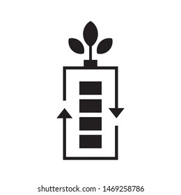 Battery with leaves logo template vector  clean energy icon design