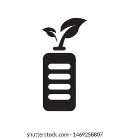 Battery with leaves logo template vector  clean energy icon design