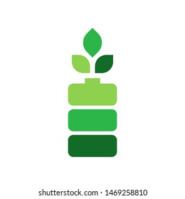 Battery with leaves logo template vector  clean energy icon design